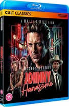 Blu-ray hoes van Johnny Handsome met Mickey Rourke in close-up, geflankeerd door drie andere personages. De titel staat in rode letters.