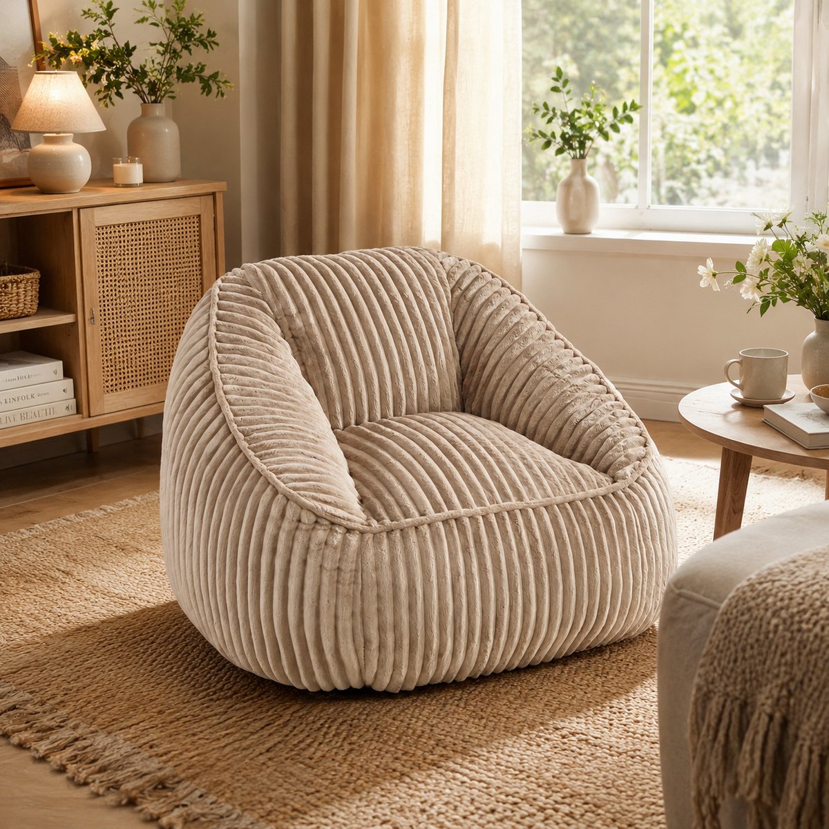 Zitzak - Zitbank - Zitzak Stoel - Fauteuil - Relaxstoel - Ergonomisch bank - Chenillestof - Binnen - Vulling van traagschuim - pluizig en zacht - Geen montage nodig - Geschikt voor de woonkamer, slaapkamer en leeshoek - Camel