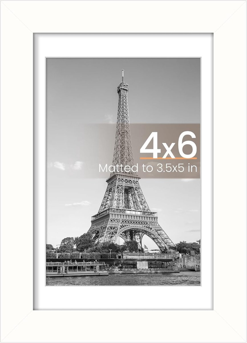 Casalora Fotolijst 10x15 cm – Fotokader voor Foto's 9x13 cm met Passe-partout of 10x15 cm Zonder Passe-partout – Wandmontage of Staand – Wit