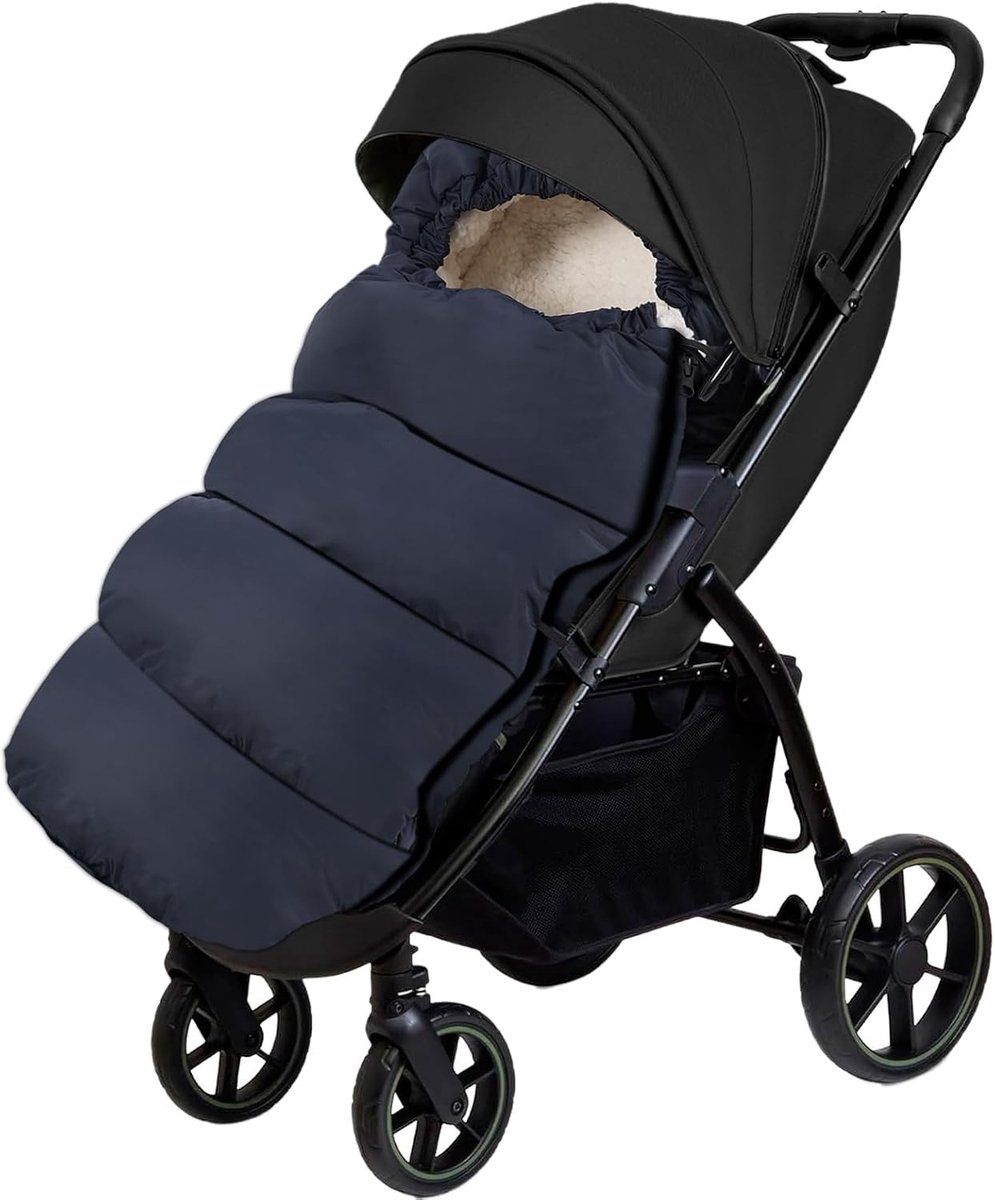 Winterse Voetenzak voor Kinderwagens, Geschikt voor de meeste Buggies, Dubbel Geïsoleerd, Donkerblauw, Warm en Comfortabel voor Baby's