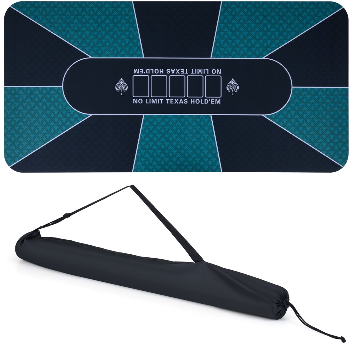 SureDeal® - Speelkamer - Pokermat Draagbare Texas - Waterafstotend Oppervlak - Antislip Rubberen Achterkant - 179x89 cm - Groen