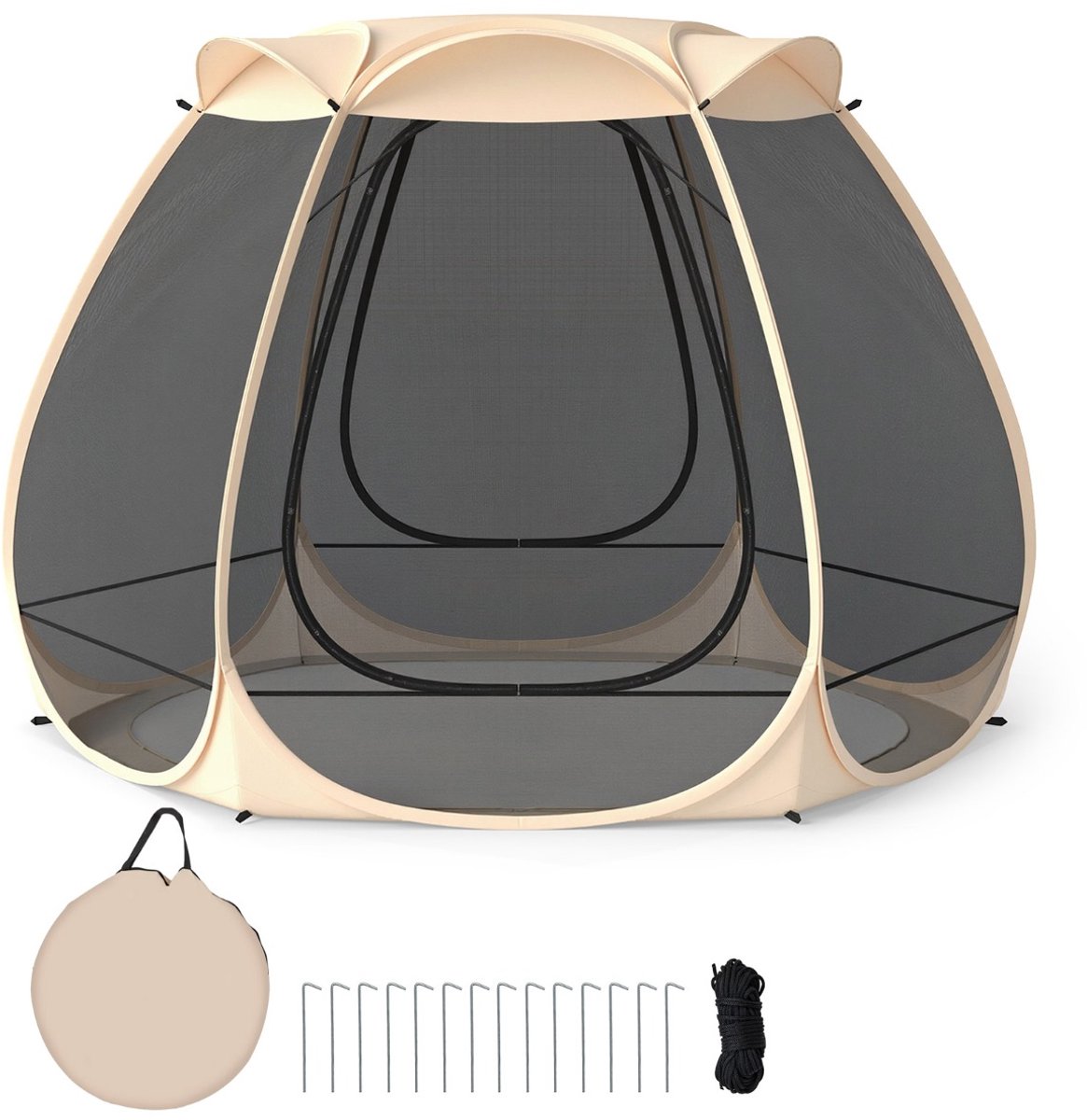 SureDeal® - Kamper - Pop Mesh paviljoen - Personen Opvouwbare Outdoor - Rondom Mesh - 310x270x210 cm - Zwart