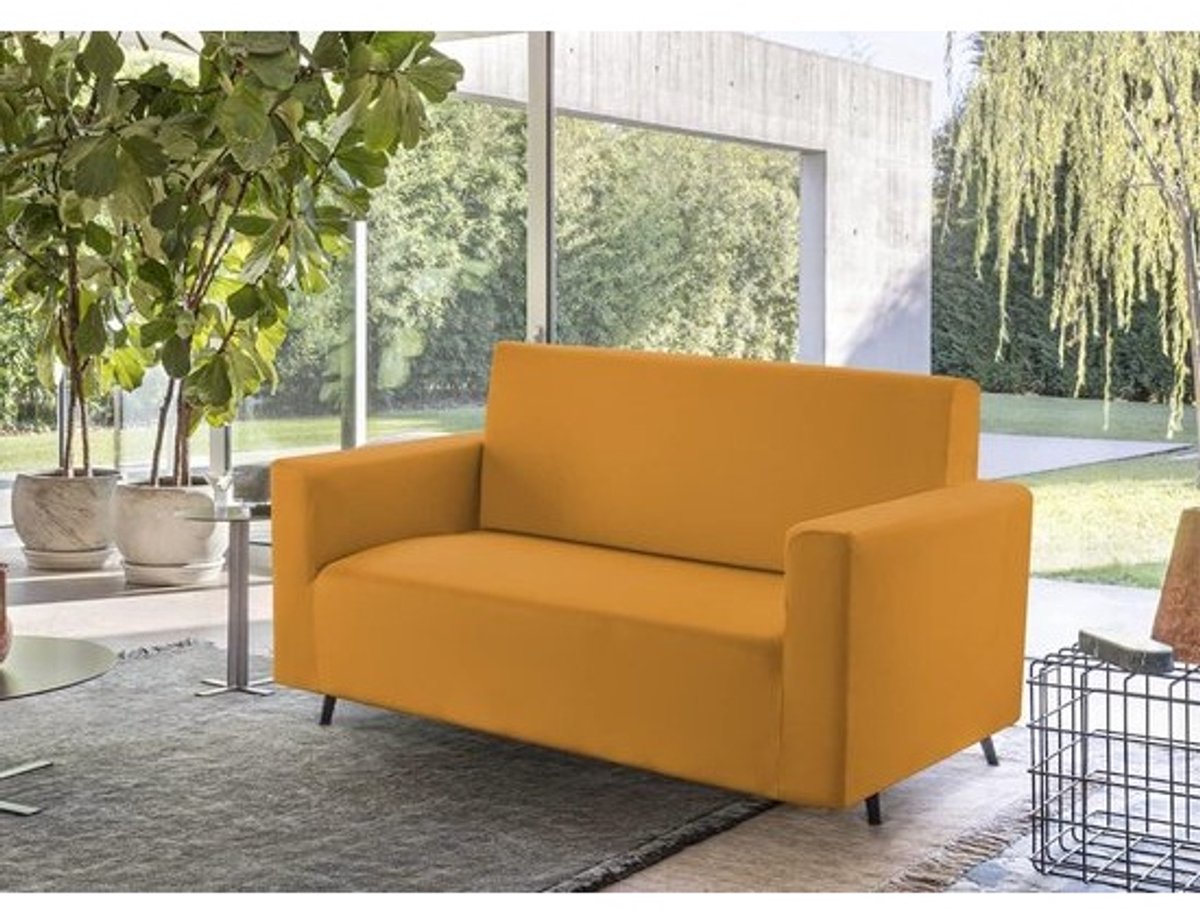 Bankhoes Elastisch - Sofahoezen Bankbeschermer - Bank Beschermen - Bielastisch Piquéweefsel - 130-160 cm Breed - Mosterdgeel