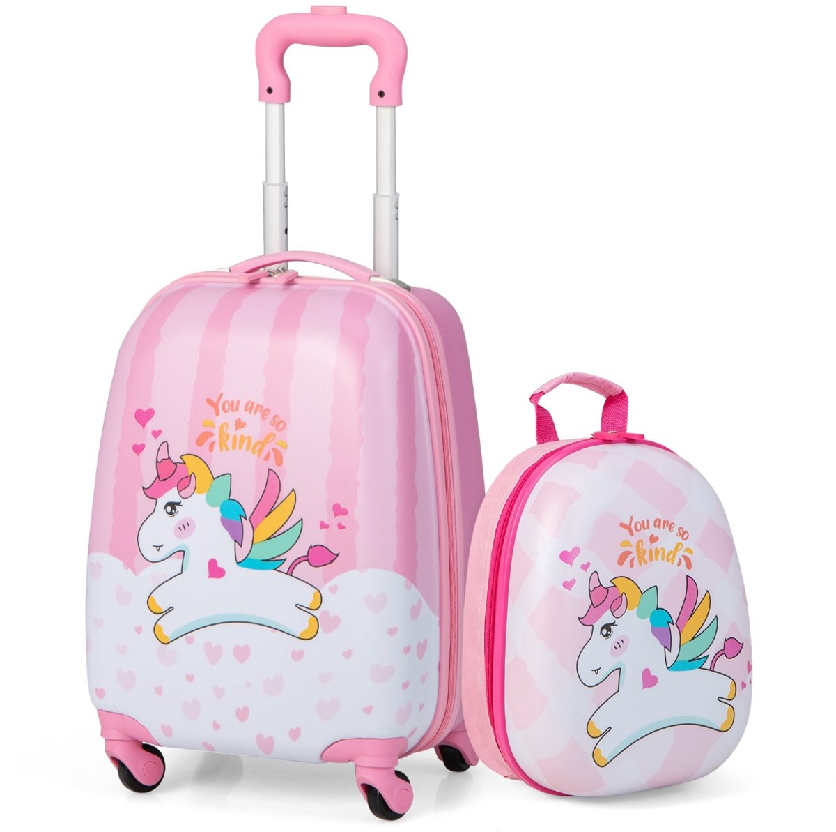 SureDeal® - Kinderkoffer - Delige - Rugzak Kindertrolley Kunststof - 32x22x40 cm - Bruin