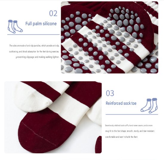 Antislip Pilatessokken voor dames - Verpakking van 3 paar - One size fits all - Antislip en zacht - Geschikt voor Pilatesapparatuur, yoga, fitness en andere oefeningen - Enkellange antislipsokken — afbeelding 4