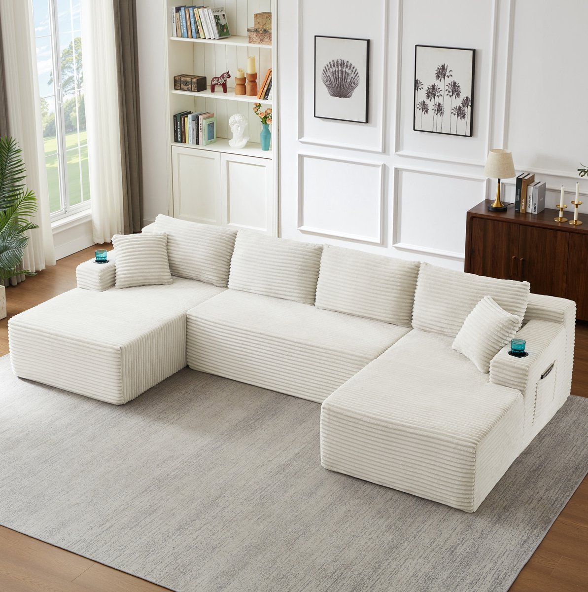 MODFU - U-Bank - Modulair - 6-Zits - Beige - Corduroy - Zonder Montage