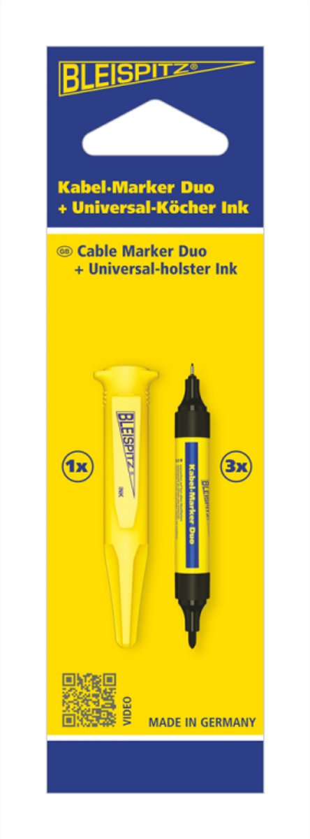 Bleispitz - 3x cable marker duo + 1x universal holster ink