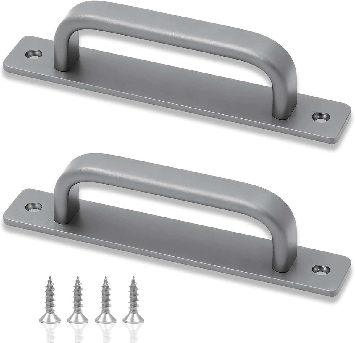 Set van 2 C-vormige schuifdeurgrepen, 180 mm, grijs, aluminium keukengrepen voor kastdeuren, binnendeuren en buitendeuren met schroeven