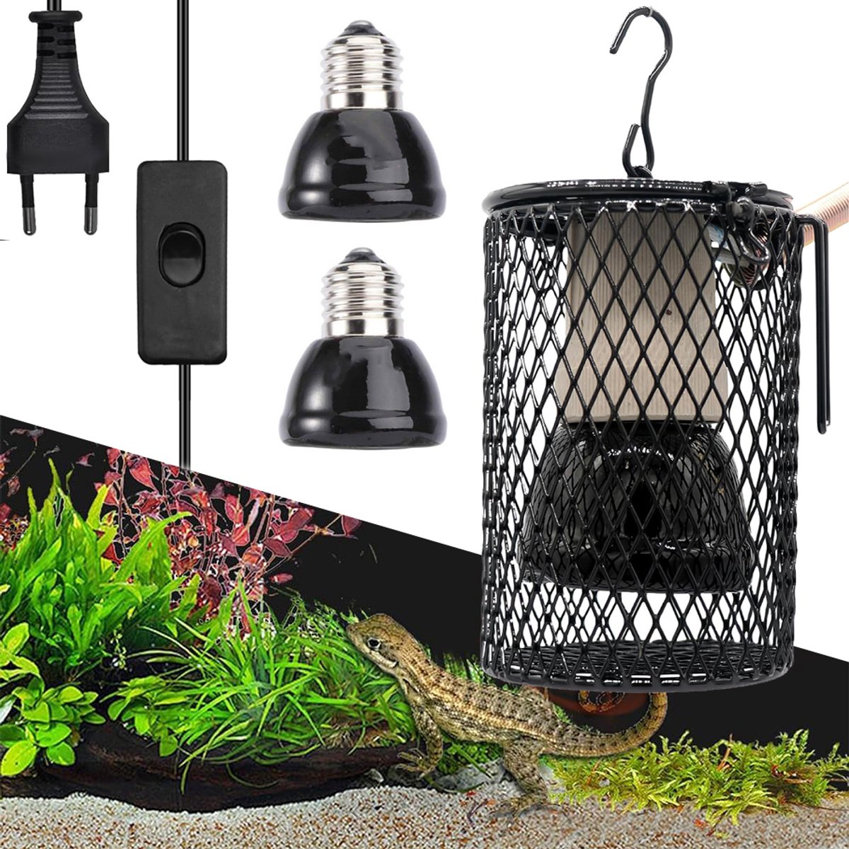 Reptielen Warmtelamp - 100w Keramische Verwarmingslamp - Infraroodhouder Met Hittebestendige Beugel