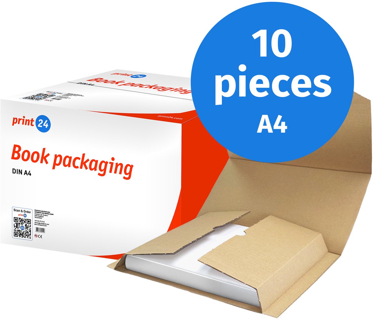 NIEUW: print24 Boekverpakking, DIN A4, Verzendverpakking, onbedrukt, 10 stuks