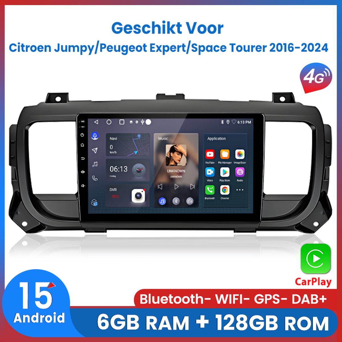 Awesafe Autoradio 6GB+128GB met Carplay en Android auto - Geschikt Voor Citroen Jumpy/Peugeot Expert/Space Tourer 2016 t/m 2024 - Radio scherm met Navigatie GPS - 8 Kern V1PRO Versie - Draadloos Apple Carplay & Android Auto