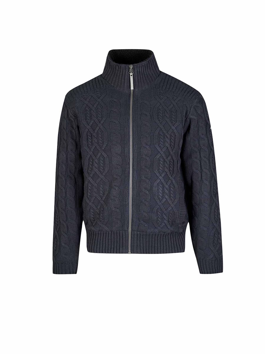 BJØRNSON Viggo Teddy Wintervest Heren Kabel Gebreid - Maat XL - Blauw