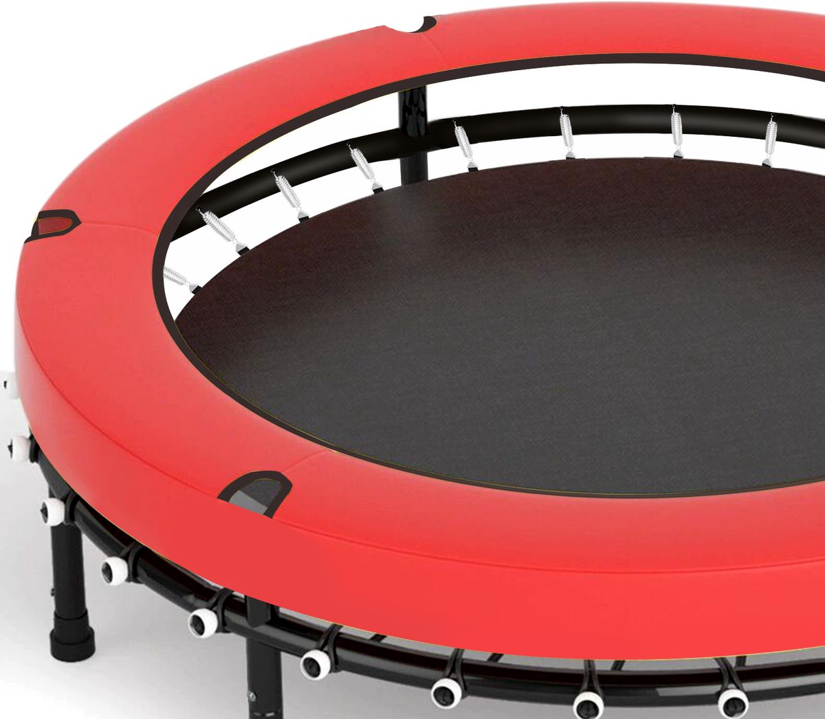 Trampoline Ø140 cm – Kinder Trampoline voor Binnen en Buiten – met Verhoogd Veiligheidsnet en Stalen Frame – Blauw/Rood — afbeelding 6