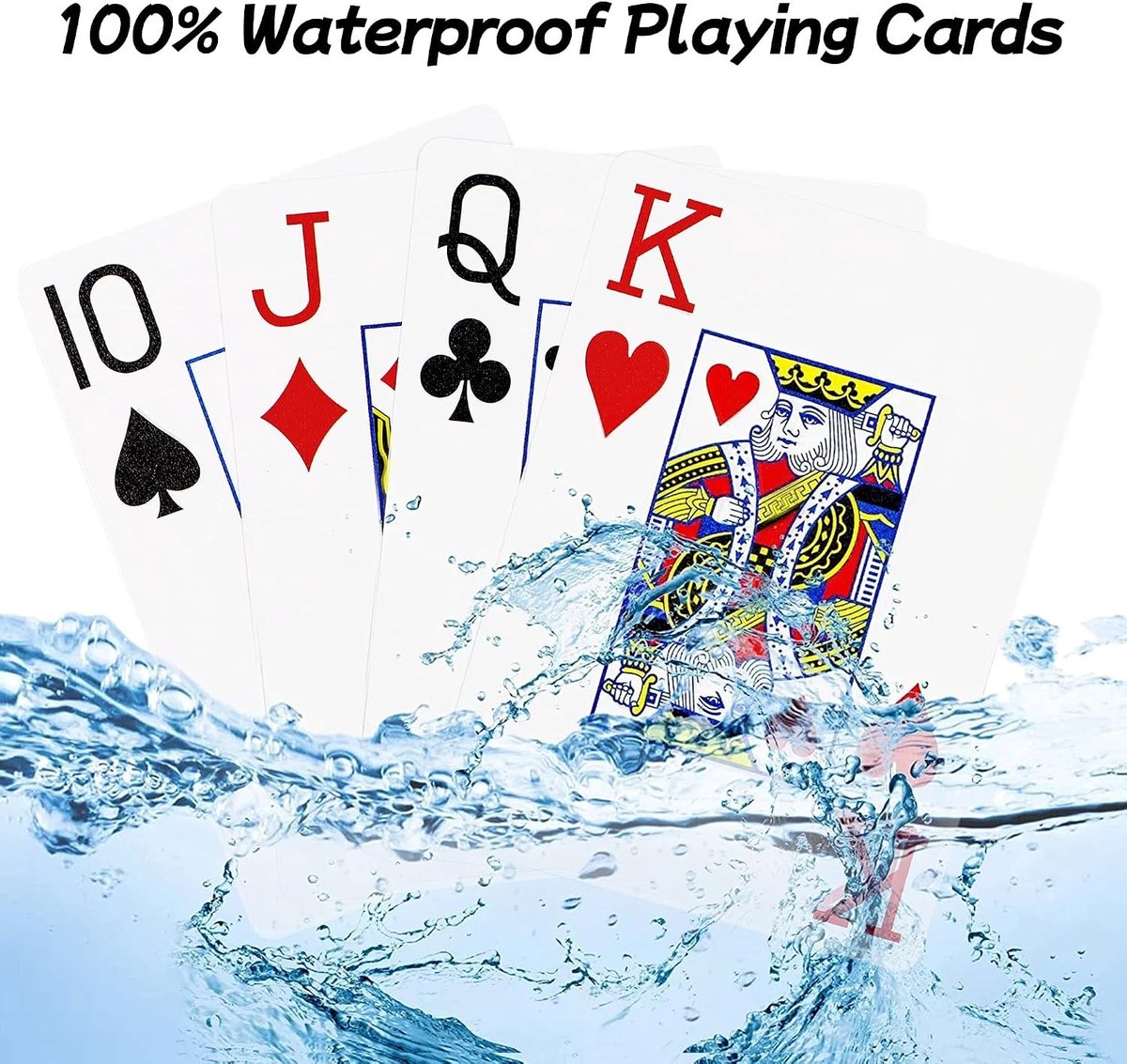 Waterdichte speelkaarten van plastic voor volwassenen en gezinnen - Jumbo pokerkaarten voor feestjes en strandactiviteiten