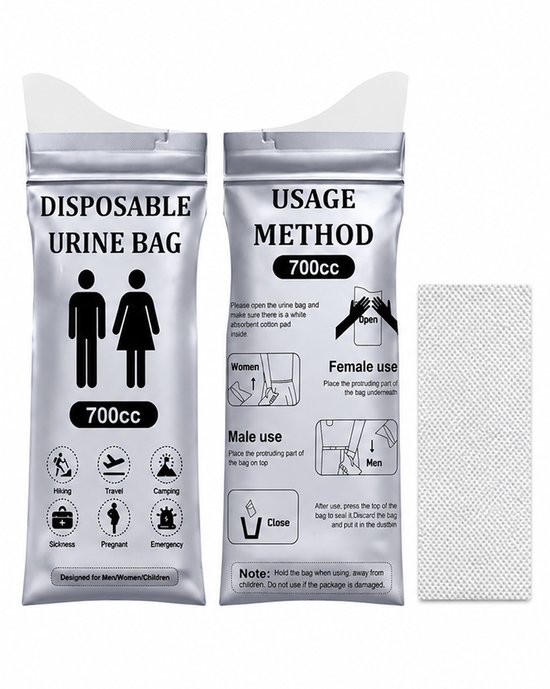 Wegwerp urinezakken - 700 ml - Absorberend - 8 stuks — afbeelding 2