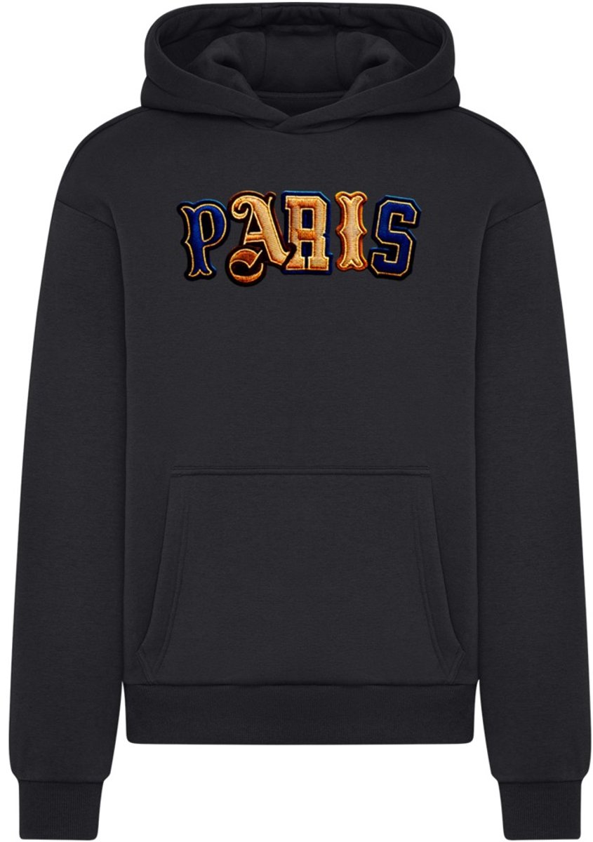 Mister Tee Paris Wording Patch Style Fluffy Hoodie/trui L Zwart