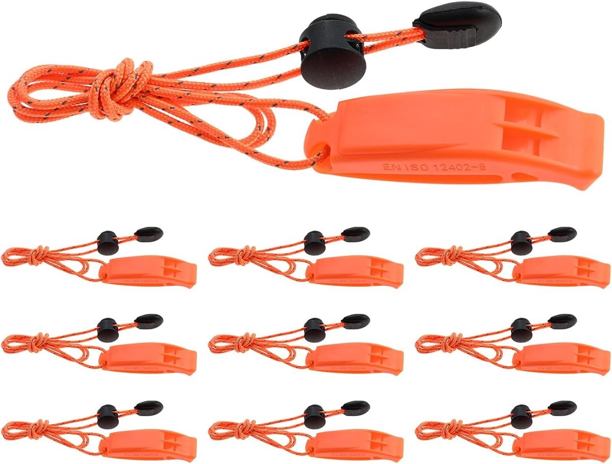 10 stuks dubbele frequentie fluit met dolfijntoon, reflecterend koord, verstelknop en eindsluiting voor training en sportactiviteiten