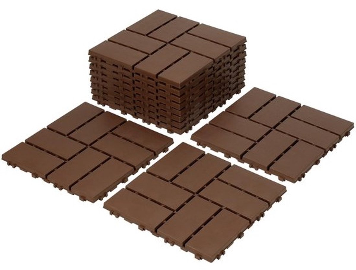 Terrastegels PP - Buiten vloer - Balkon en tuin - Kliksysteem waterdicht - 30x30 cm dik - Roodbruin