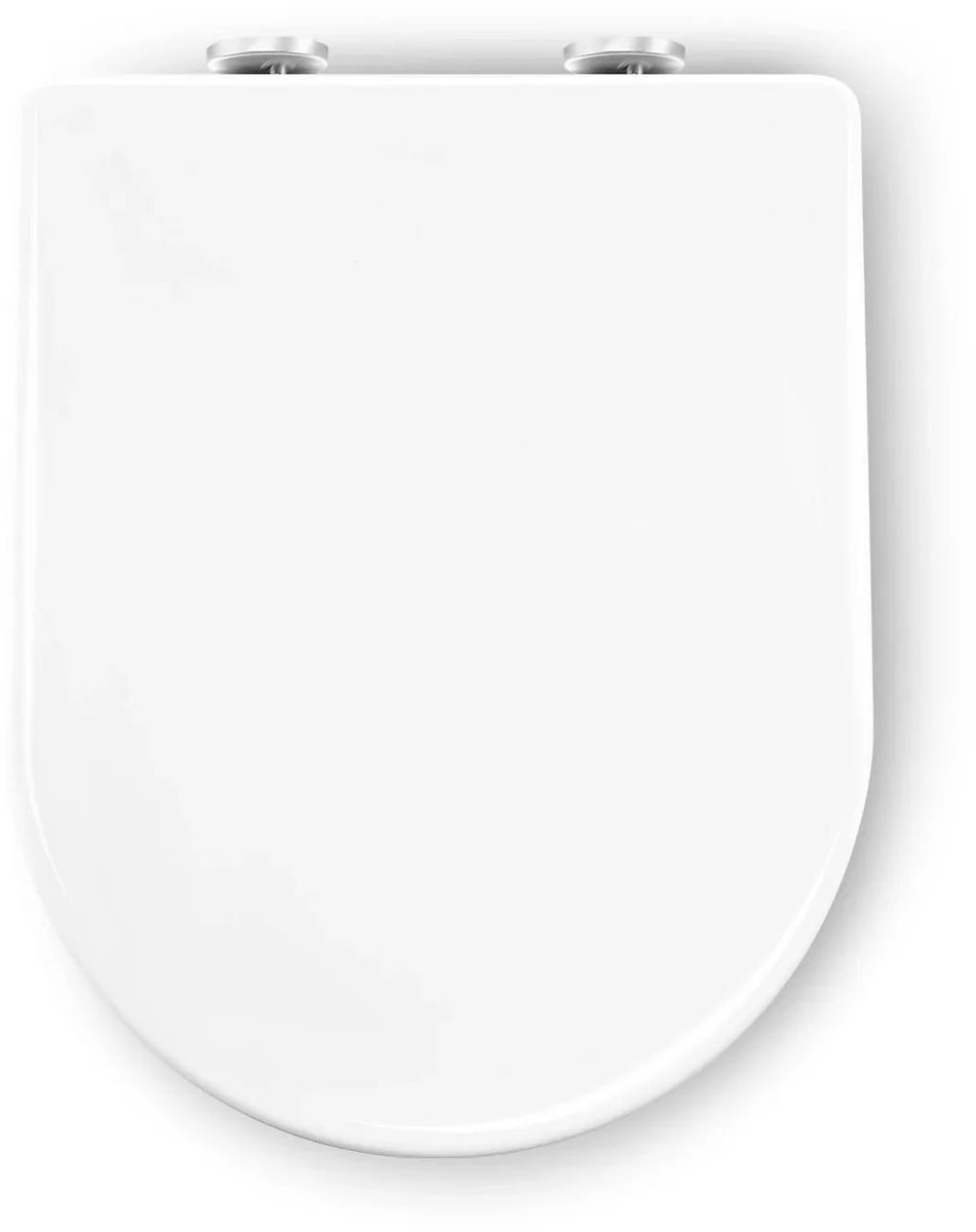 Klarven® Toiletbril Wit - Soft-close sluiting - Stille zachte werking, Antibacterieel, Universeel passend - U-vorm B 36,1 x D 47,5 cm