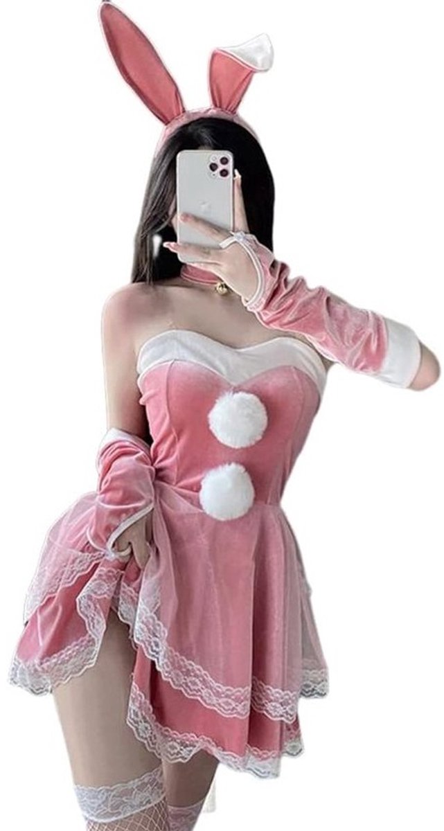 Sexy Bunny Lingerie Bodysuit Fluwelen Cosplay Kostuum voor Vrouwen