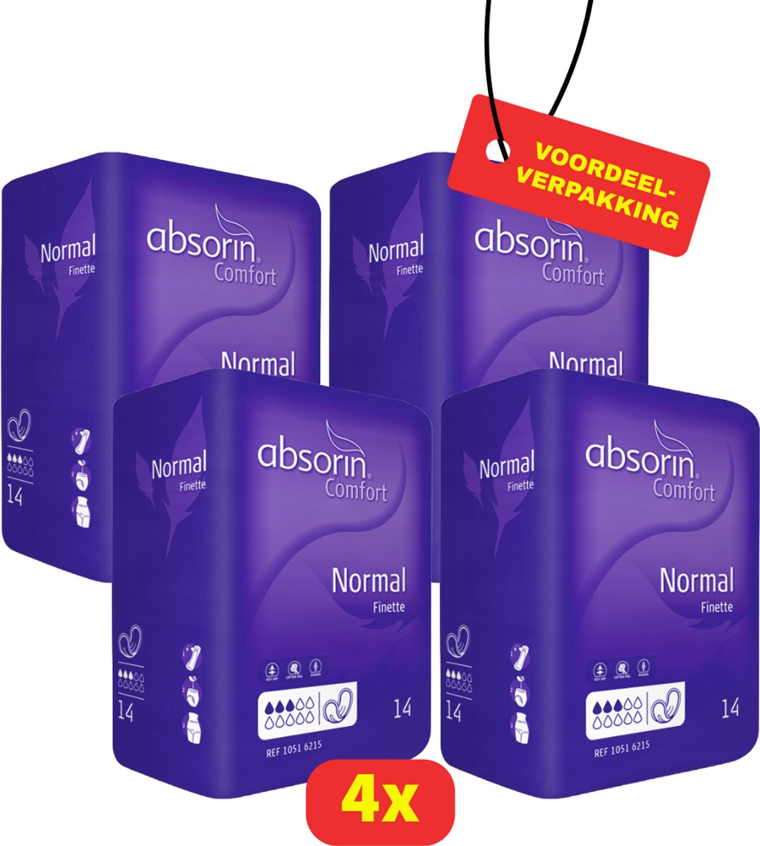 4x Absorin Comfort Finette Normal (4x 14 Stuks) Voordeel Verpakking