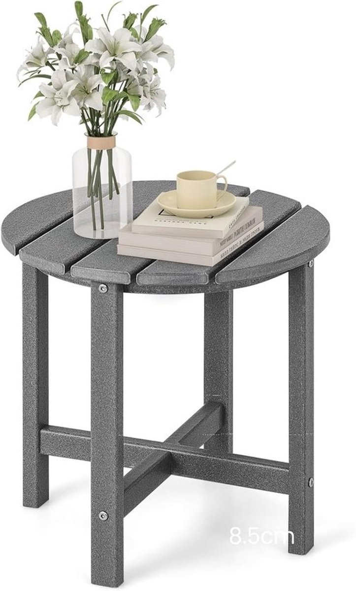Kleine ronde tuintafel van HDPE - duurzame bijzettafel voor binnen en buiten