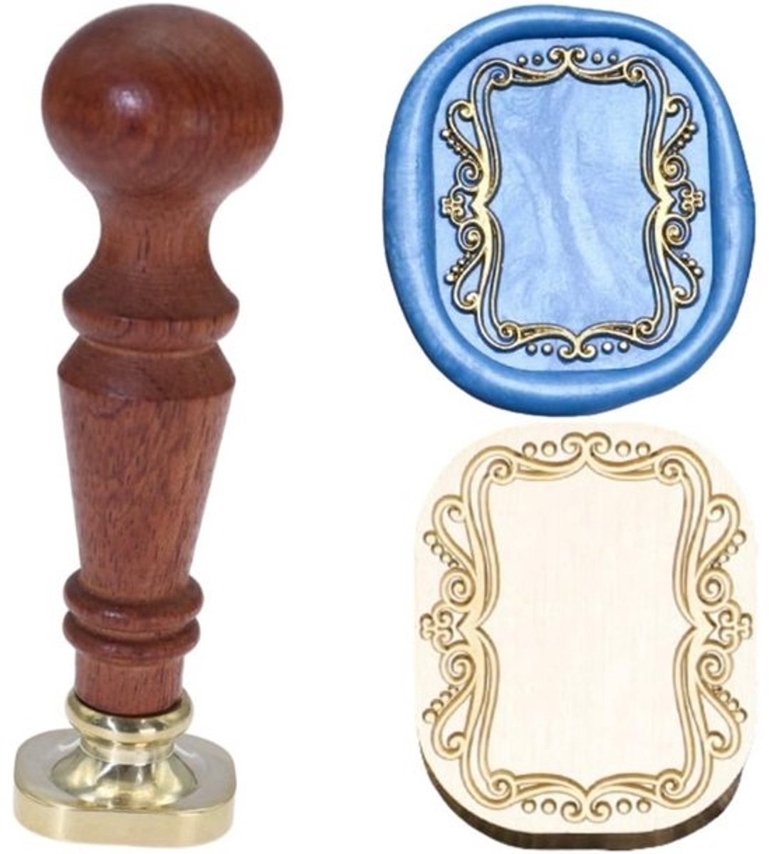 Elegante Waxstempel Set met Frame Reliëf voor Gebruik op Uitnodigingen en Brieven