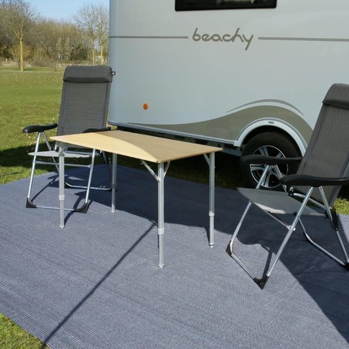 Voortenttapijt Outdoor - Campingtapijt Balkontapijt - Kamperen en Buiten - Ademend en Waterdoorlatend - 300 x 500 cm - Blauwgrijs