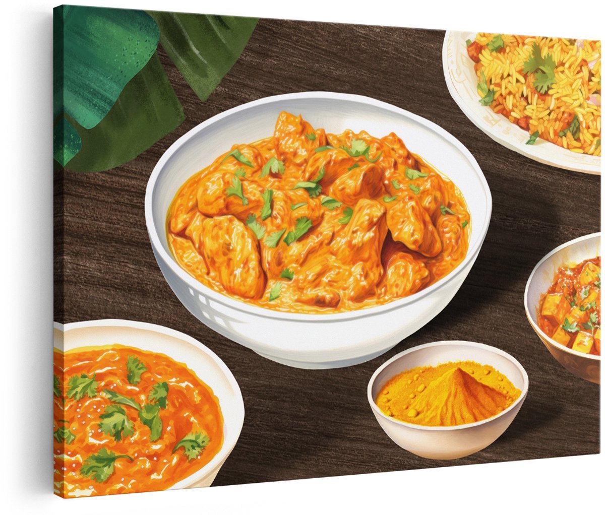 Artaza Canvas Schilderij Indiase Curry - 180x120 cm - Groot - Wanddecoratie Keuken - Muurdecoratie Eten - Decoratie Kruiden - Schilderijen Op Canvas