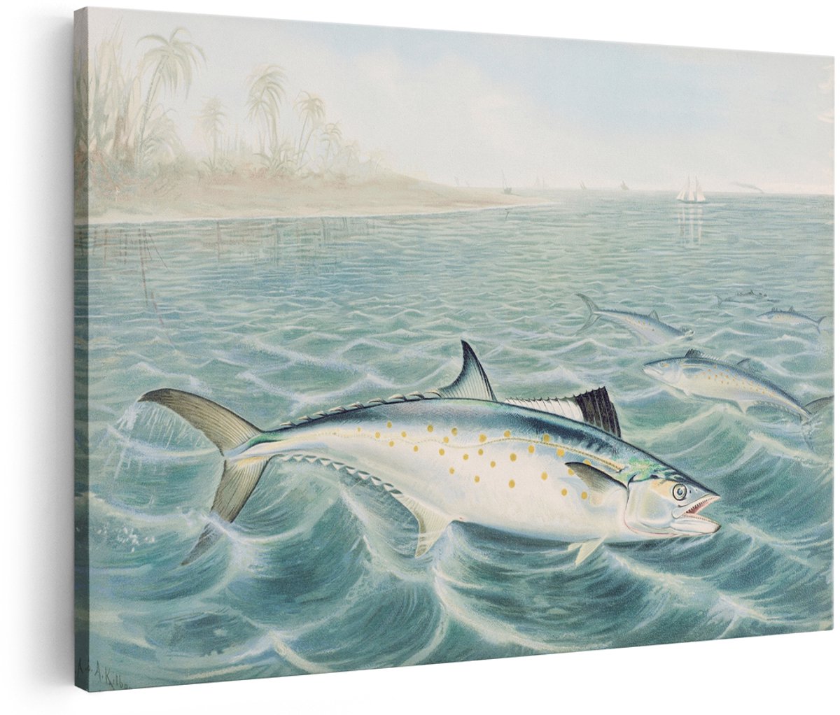 Artaza Canvas Schilderij Vis - 180x120 cm - Groot - Wanddecoratie Zee - Muurdecoratie Vintage - Decoratie Strand - Schilderijen Op Canvas Natuur
