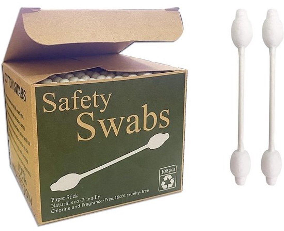 Veiligheid Wattenstaafjes - Baby Wattenstaafjes - Baby Verzorging - Grote Tip Dubbelkoppig - 216 Stuks - Wit