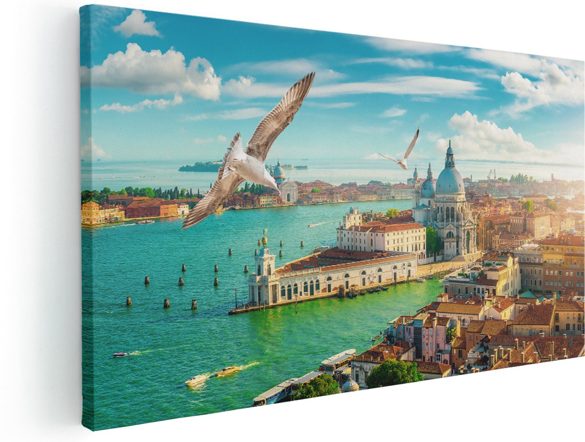 Artaza Canvas Schilderij Venetië Stad vanuit Boven - 180x90 cm - Groot - Wanddecoratie Woonkamer - Schilderijen - Muurdecoratie