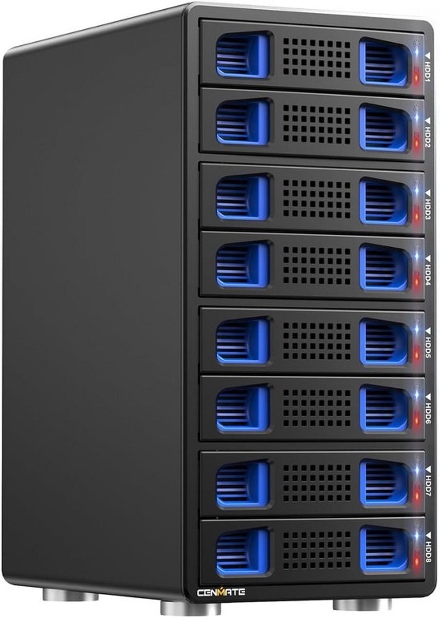 8 Bay RAID Externe Behuizing voor 2,5"/3,5" SATA HDD/SSD met USB A/C 3.0