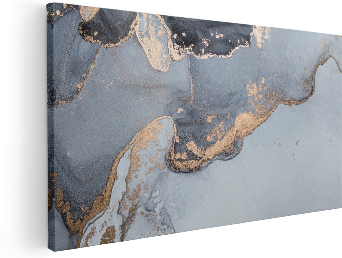 Artaza Canvas Schilderij Abstracte Kunst Grijs Marmer - 180x90 cm - Groot - Wanddecoratie Woonkamer - Schilderijen - Muurdecoratie
