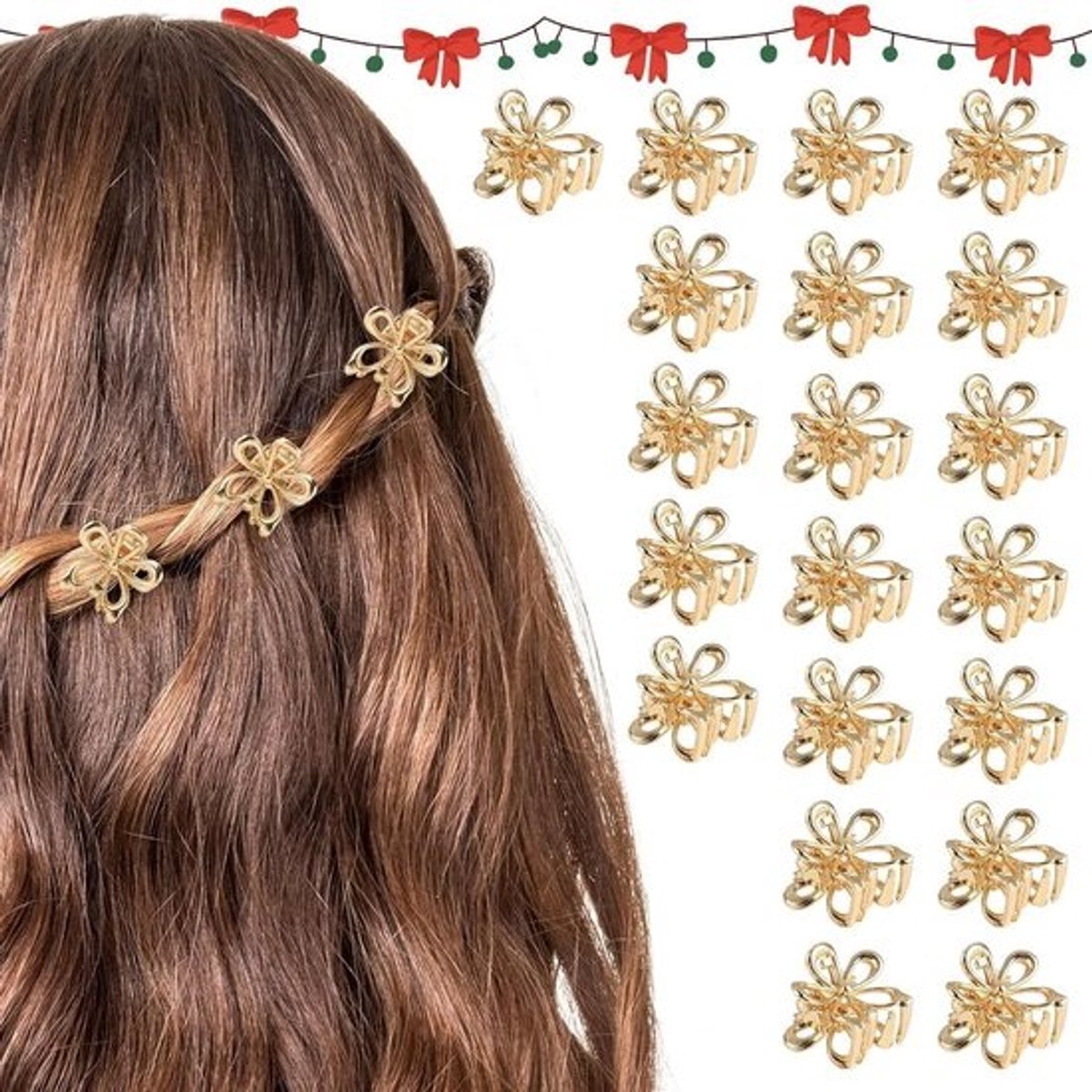 20 gouden mini-bloemhaarspeldjes - Antislip - Klein en verfijnd - Goede grip - Haaraccessoires - Temt pluizig haar - Schattige haarspeldjes - Elegante bruidshaarspeldjes - Voor vrouwen en meisjes - voor dagelijks gebruik, vakanties en feestjes