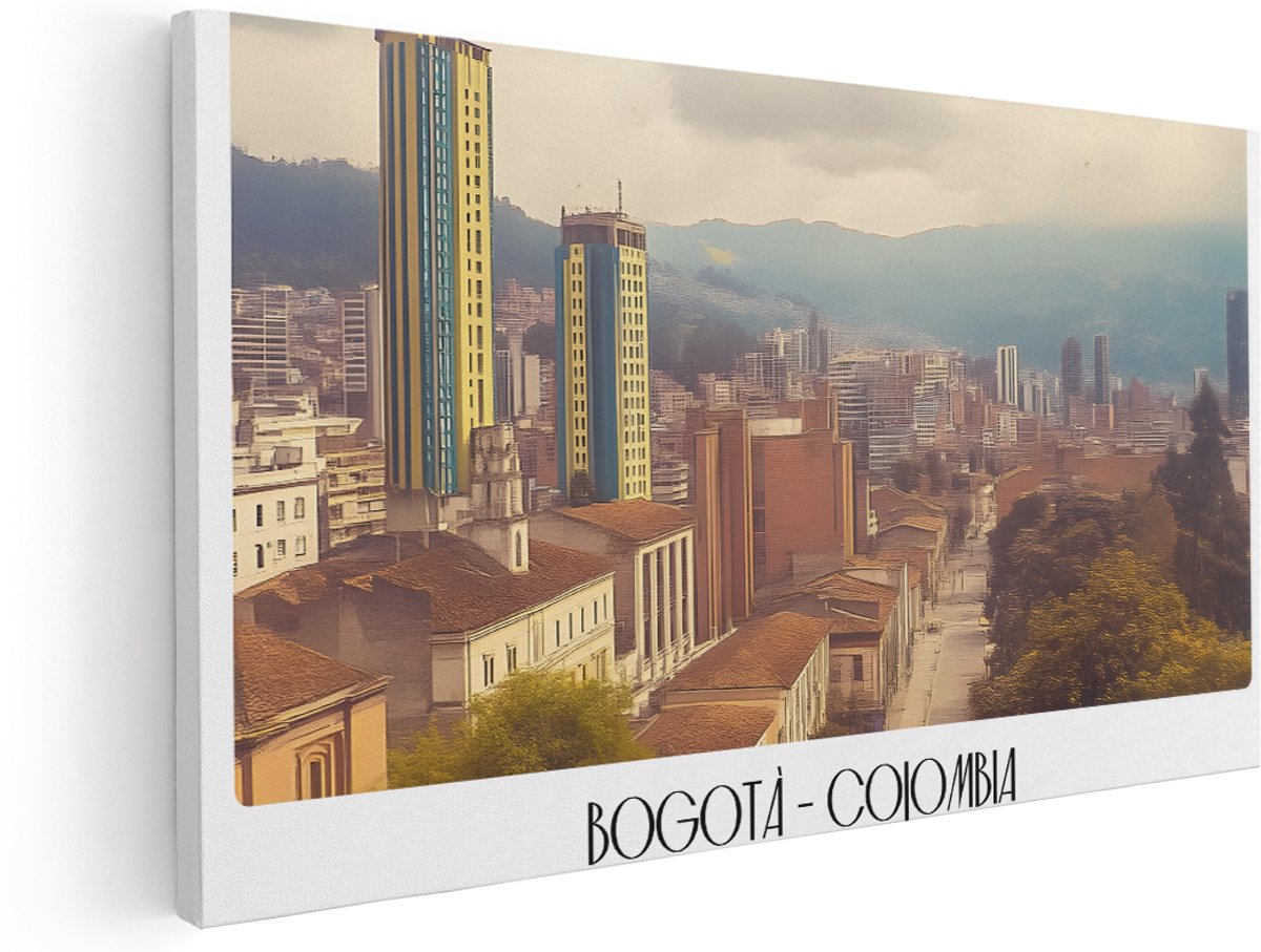 Artaza Canvas Schilderij Panorama Bogota Colombia - 180x90 cm - Groot - Wanddecoratie Skyline - Muurdecoratie Landschap - Schilderijen Op Canvas Bergen