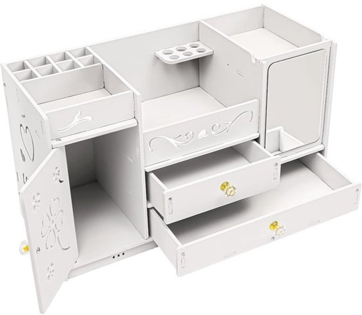 Make-up Organizer - Opbergdoos Sieraden - Cosmetica Tafel - Met Schuifladen - 45 x 19 x 27 cm - Wit