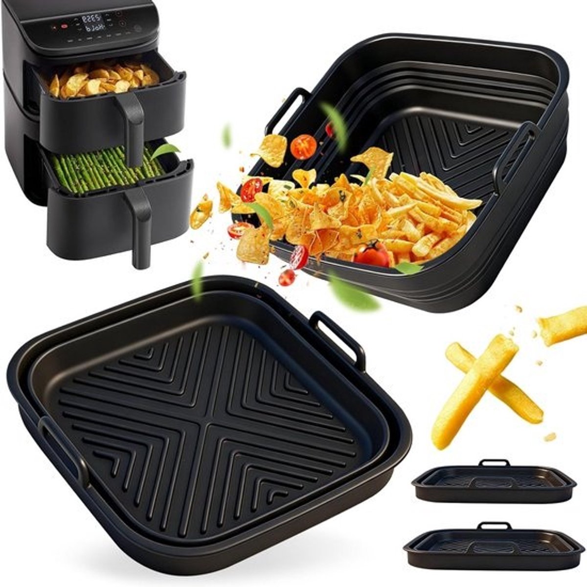 Herbruikbare Siliconen Bakvormen voor Heteluchtfriteuse - Set van 2