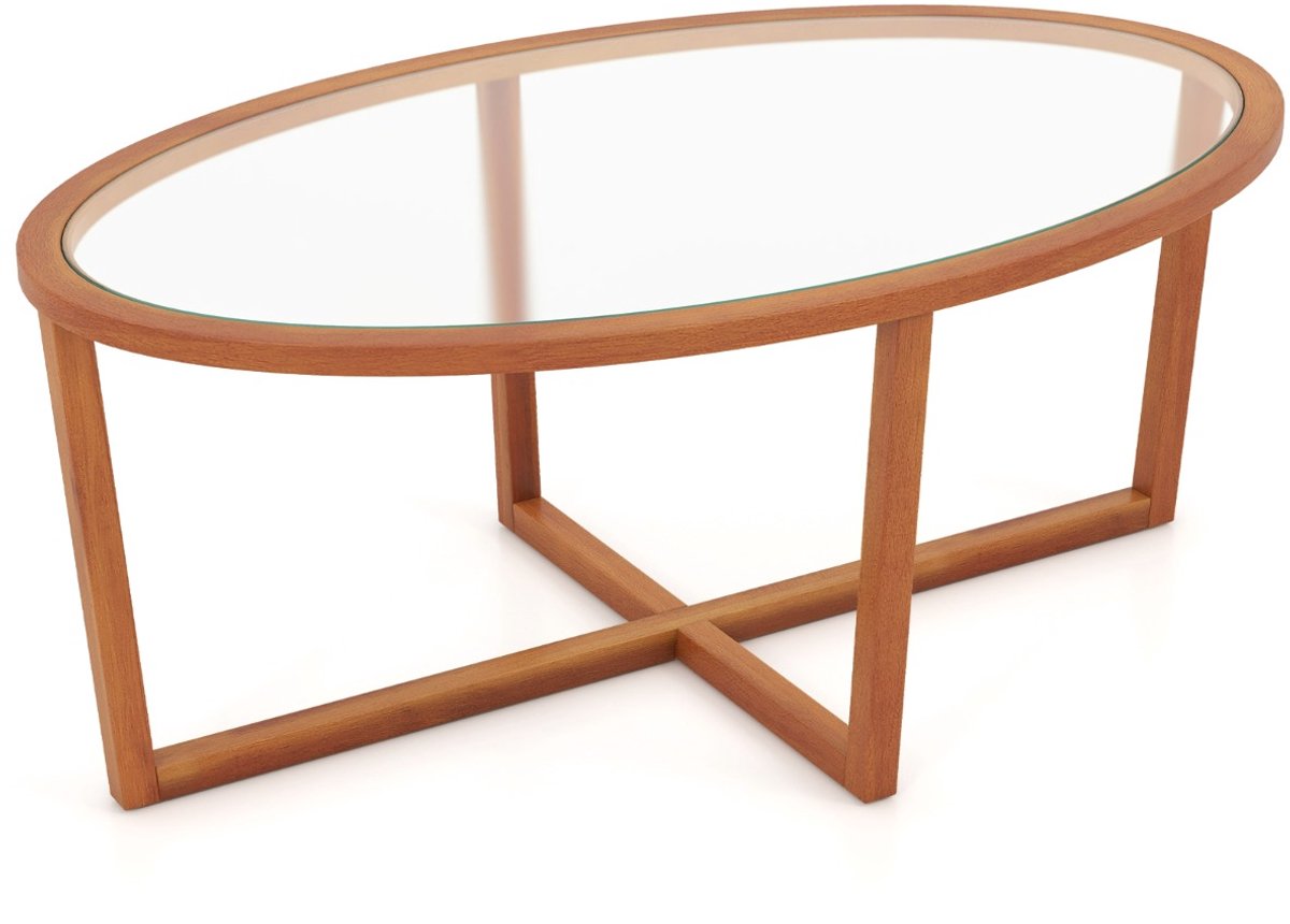 SureDeal® - Salontafel - Gehard Glas Moderne - Kruisvoet - Poten Acaciahout Minimalistische - Kleine Ruimtes - 118x71,5x47,5 cm - Bruin