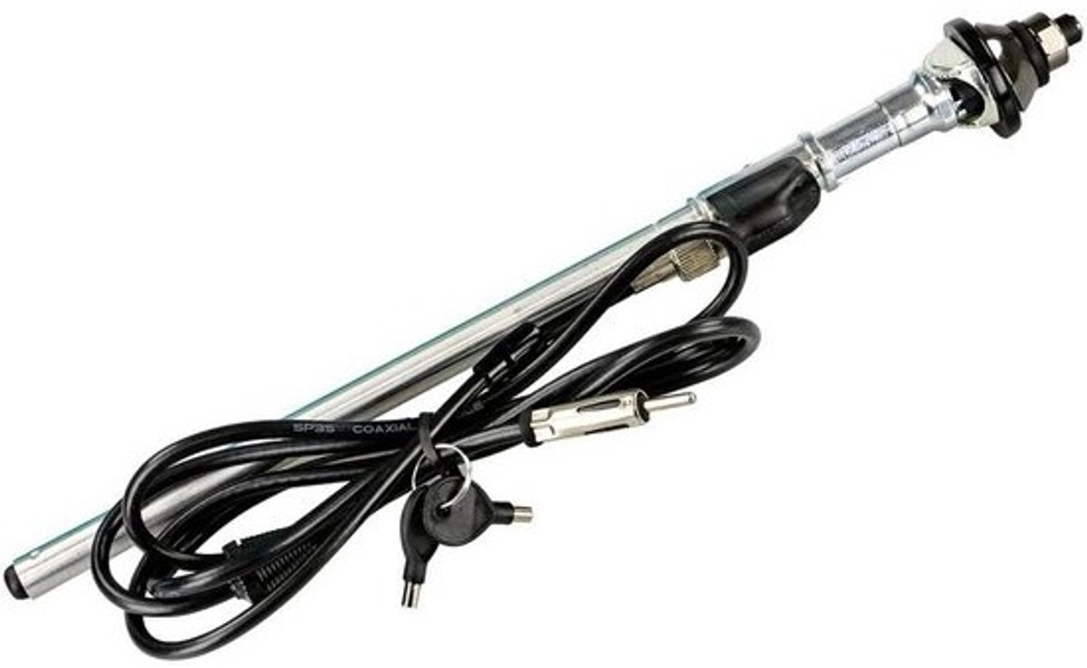 Universele Telescopische Autoantenne Chroom (91,5 cm) met DIN Aansluiting