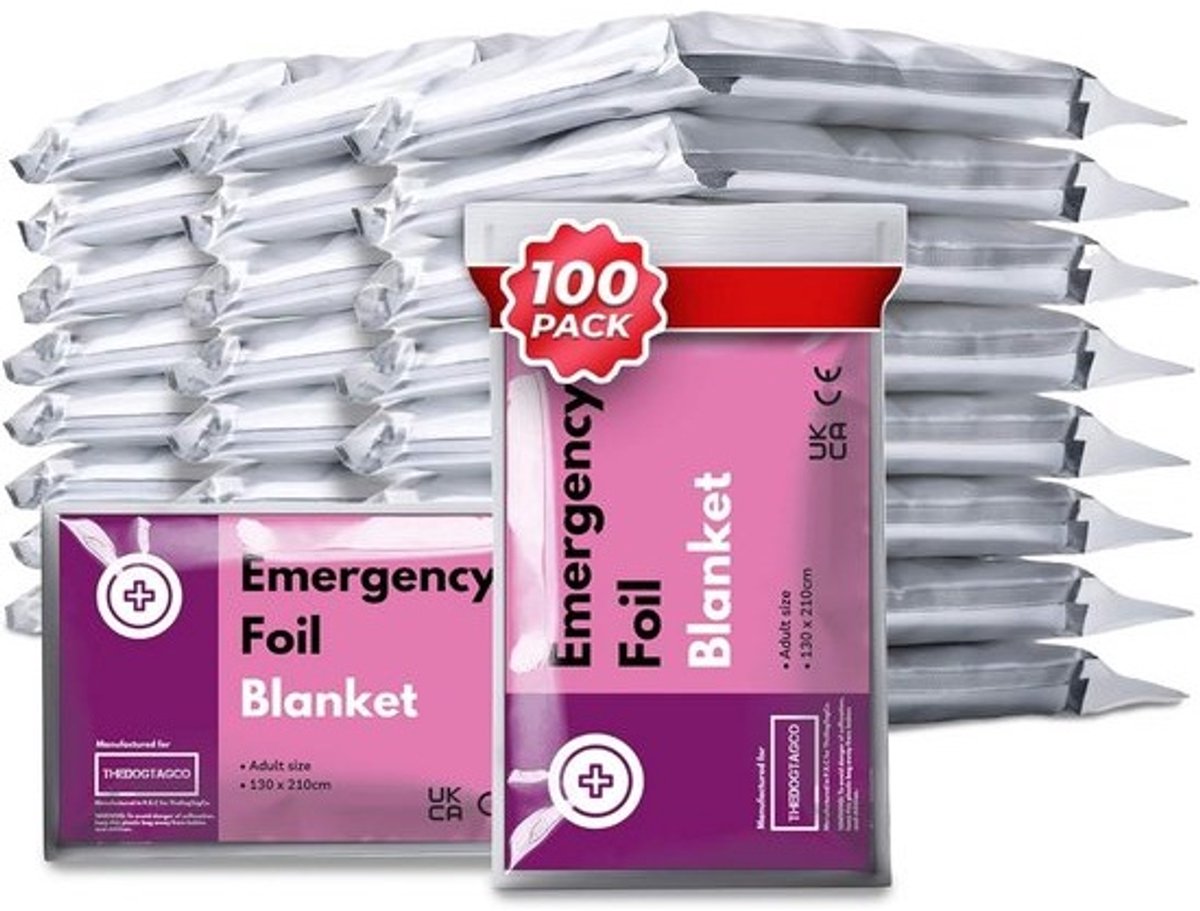 100 Stuks Nooddeken Warmtefolie - Thermische Overlevingsdekens voor Camping en Noodsituaties
