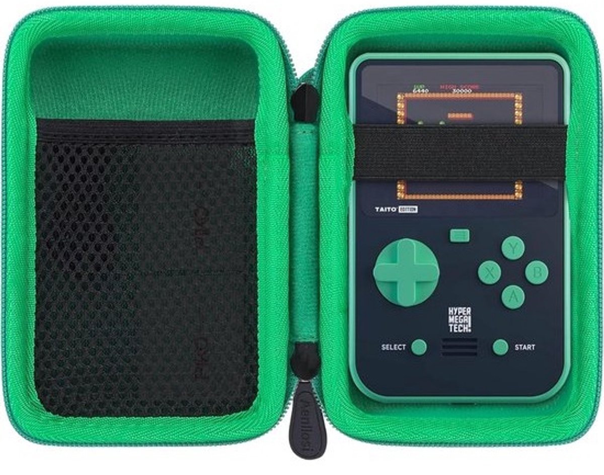 Harde hoes voor Super Pocket Gaming handconsole met netvak voor USB-kabel en Evercade cartridges