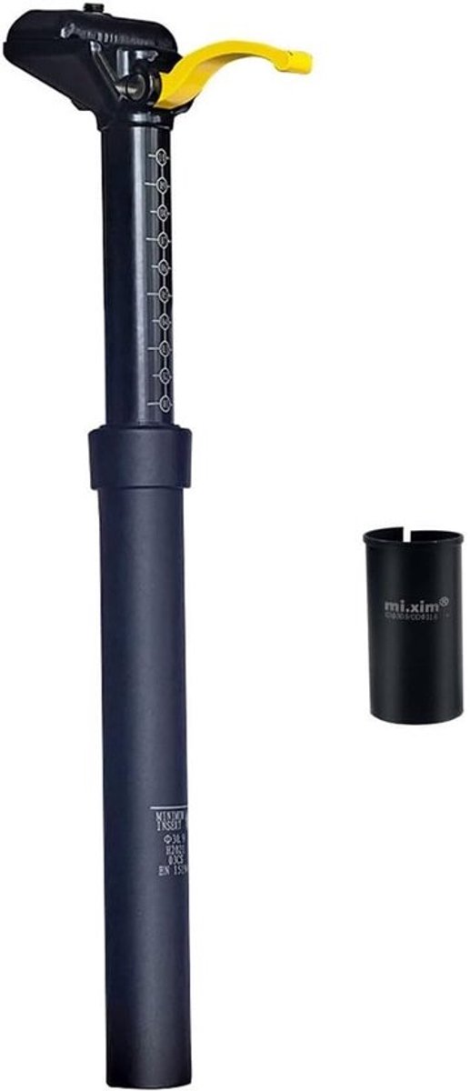 Verstelbare Zadelpen - Fietszadelbuis Telescoop - Comfortabel Fietsen - Hydraulische Schokdemper - 316 mm 100 mm Verstelbaar - Zwart