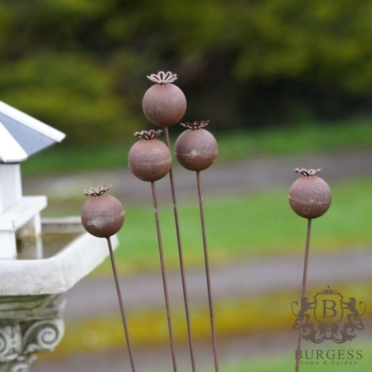 Grote Metalen Tuinornament Klaprozen - Set van 5 Bloemen op Steel - Weerbestendige Staking Decoratie