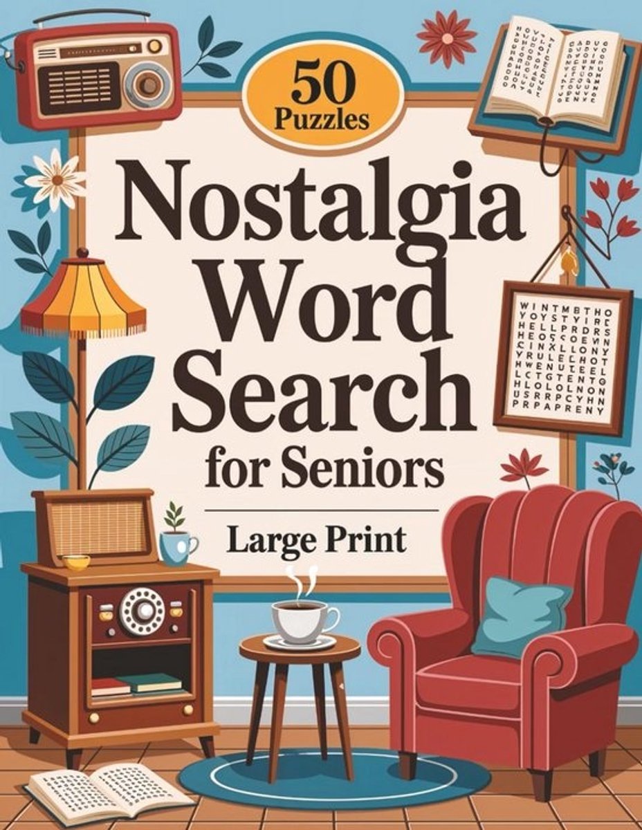 Groot Letter Zoekwoordpuzzelboek voor Ouderen - 50 Nostalgische Puzzels voor Geheugen en Ontspanning