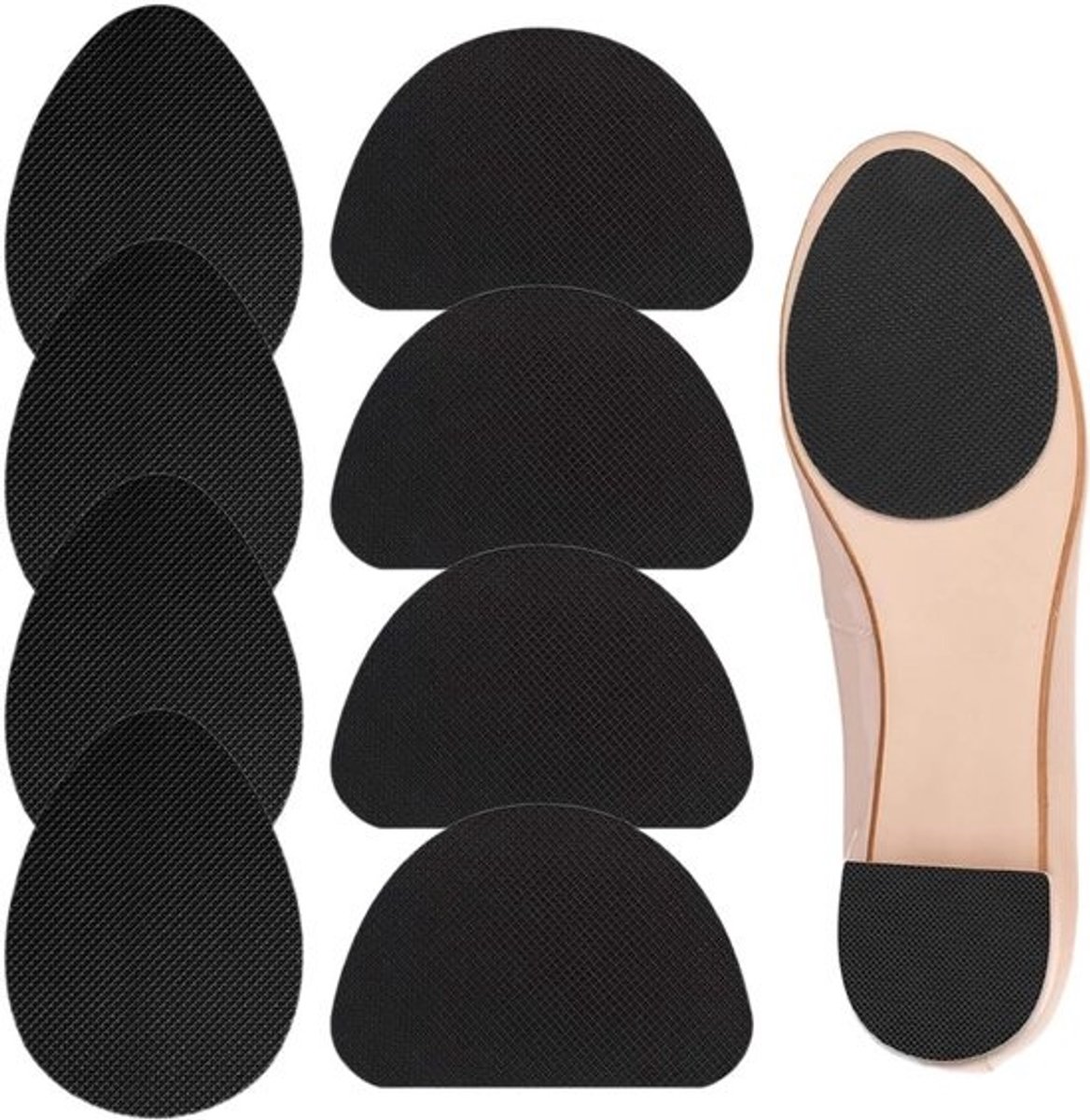 Antislip Zoolstickers - 8x Zwarte Schoen Grips voor Gladde Zolen en Hoge Hakken