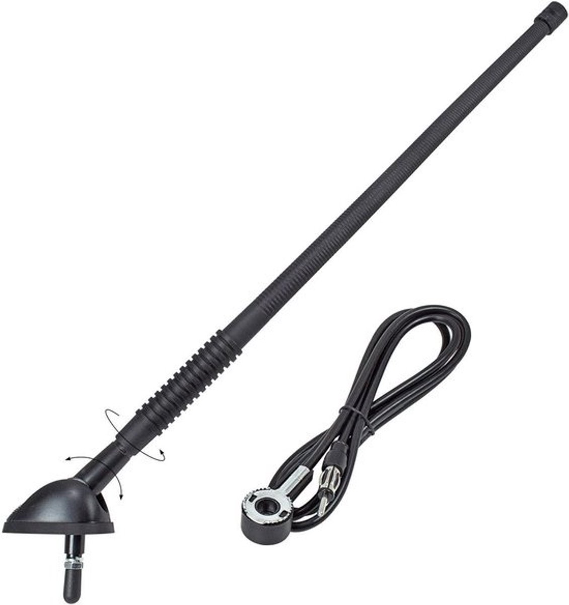 Universele Antenne - Flexibele Radio Antenne - Voertuig Radio Ontvangst - Zeer Flexibele Stang - 1.4m Kabel - Zwart