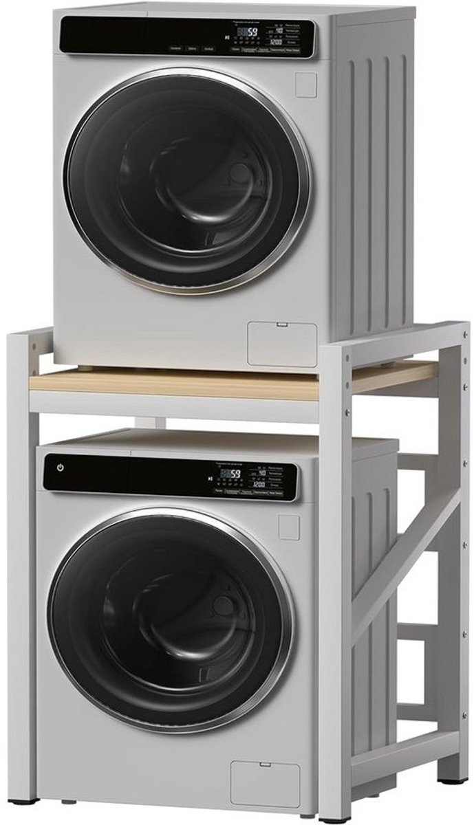 Opbergrek Boven Wasmachine met 3 Stelbare Intensiteit, Metalen Waskast Met Planken