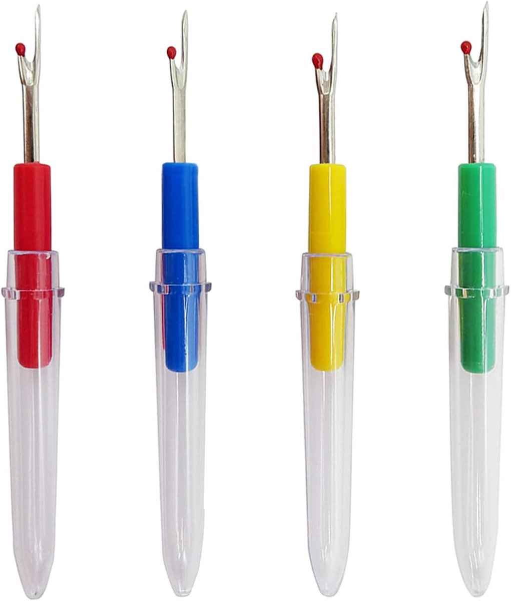 4 stuks‑naadopener‑handmatig DIY kruissteek gereedschap‑naaien naadopener‑draadmes‑6,8 cm‑rood + geel + blauw + groen