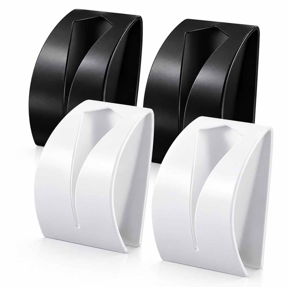 Zelfklevende handdoekhouders - Zwart en wit - 4 stuks